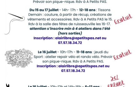 Semaine du 15 au 17 juillet avec À L&rsquo;Air Libre