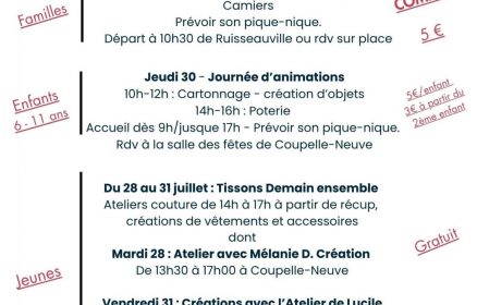 Semaine du 27 au 31 juillet avec À L&rsquo;Air Libre