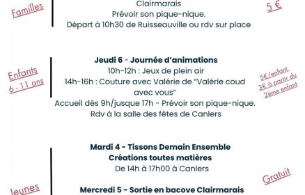 Semaine du 3 au 7 août avec À L&rsquo;Air Libre