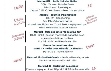 Semaine du 10 au 14 août avec A L&rsquo;Air Libre
